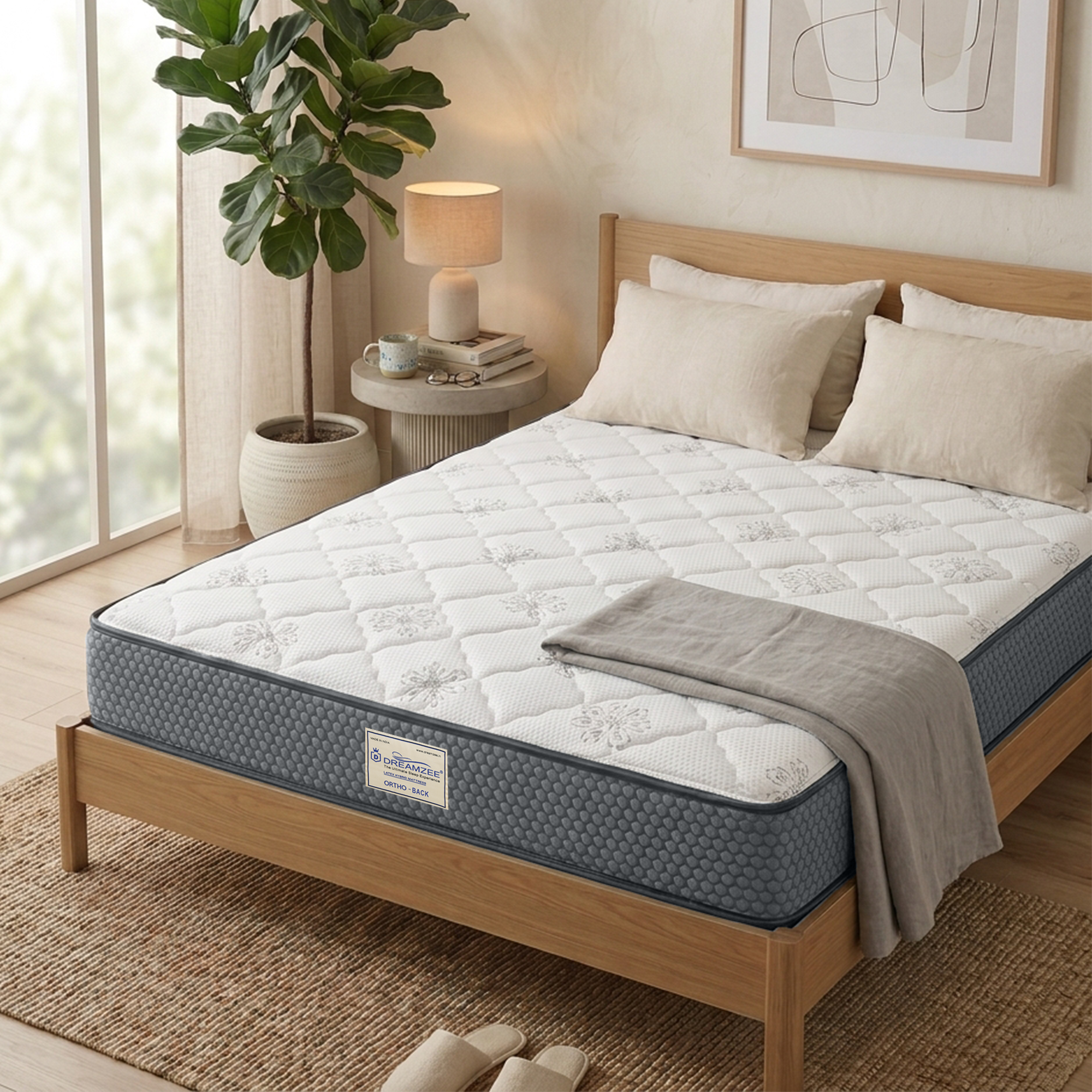 Dreamzee Ortho-Back 100% Natural Latex + Rebonded Foam Hybrid Mattress - Hard Comfort