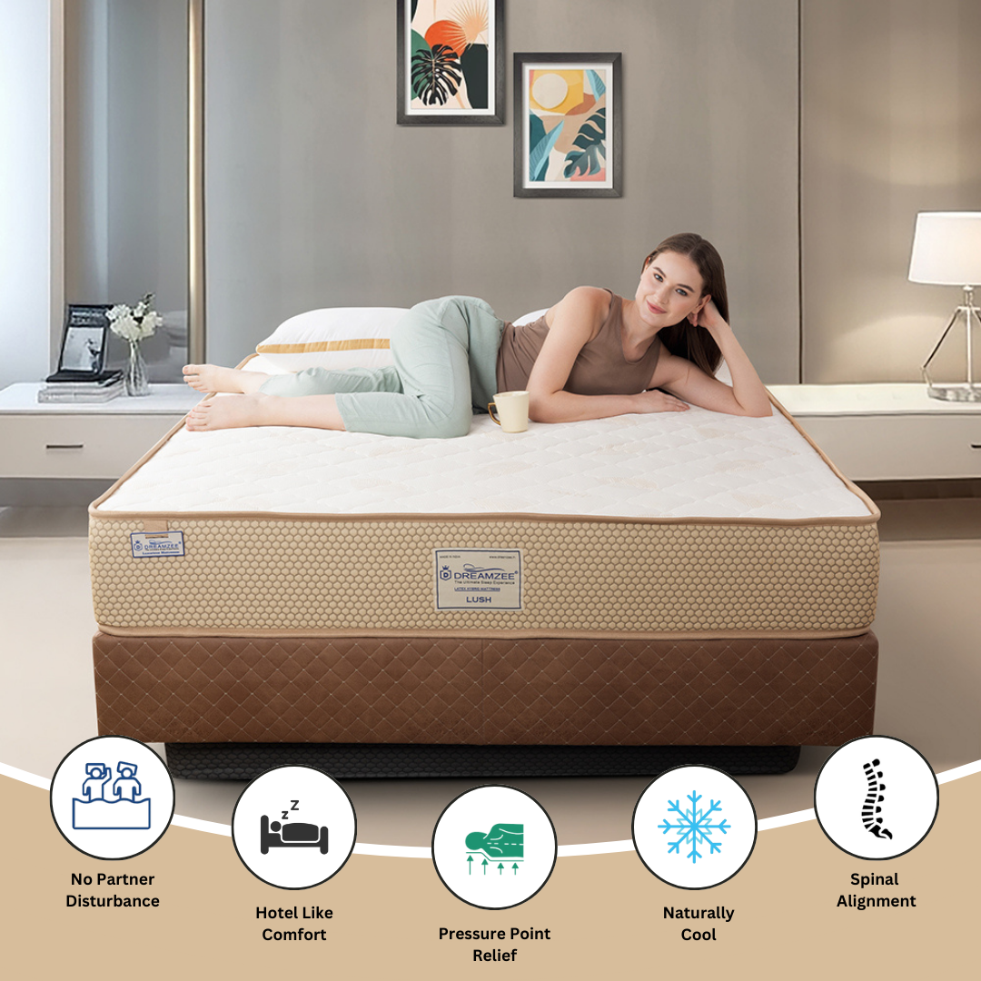 Dreamzee Lush - 100% Natural Latex + Pocket Springs Certified Hybrid Luxurious Mattress - Medium Soft Comfort - Image 5