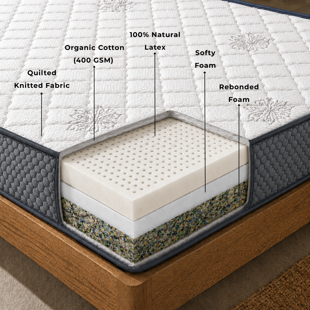 Dreamzee Ortho-Back 100% Natural Latex + Rebonded Foam Hybrid Mattress - Hard Comfort - Image 9