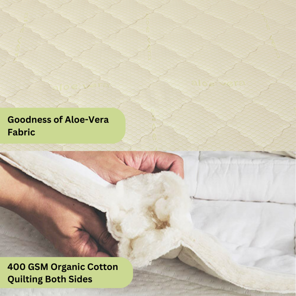 aloe-vera fabric quilted with organic cotton 